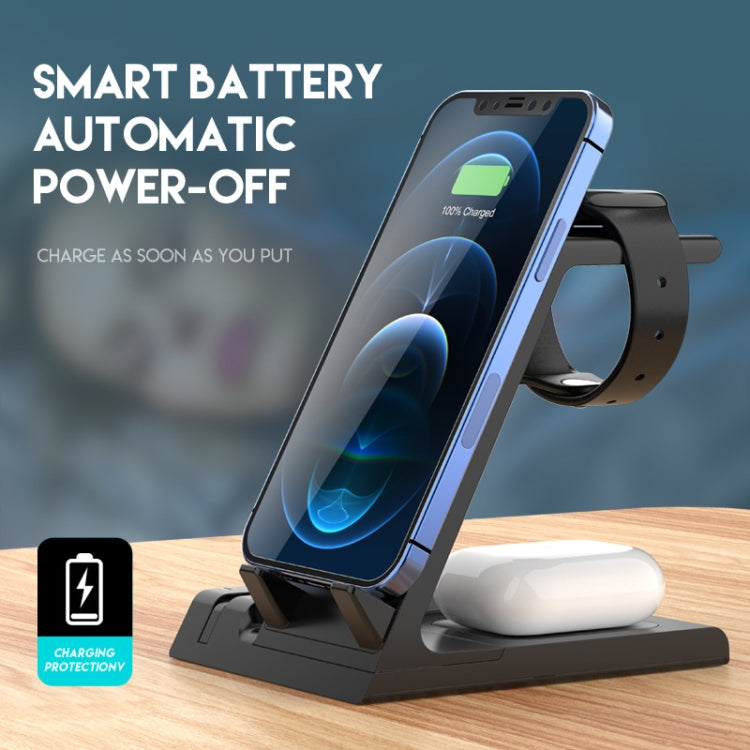 Z252 6-In-1 Wireless Charging Stand Dock With USB-C/Type-C Port & 8 Pin Charge Cable(Black) - Wireless Charger by PMC Jewellery | Online Shopping South Africa | PMC Jewellery | Buy Now Pay Later Mobicred