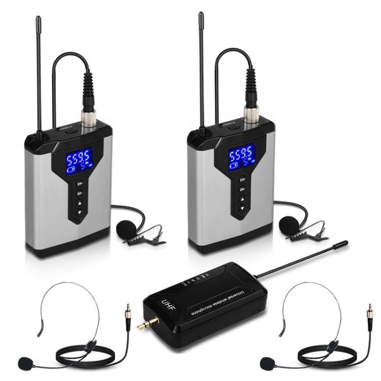 Q6 1 Drag 2 Wireless Lavalier Head Wear USB Computer Recording Microphone Live Phone SLR Lavalier Microphone - Microphone by PMC Jewellery | Online Shopping South Africa | PMC Jewellery | Buy Now Pay Later Mobicred