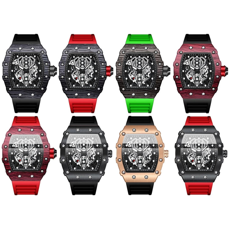 BINBOND B6577 Barrel Shape 30m Waterproof Sports Quartz Watch(Green Silicon-Black-Black) - free shipping - PMC TechLife - Order now!