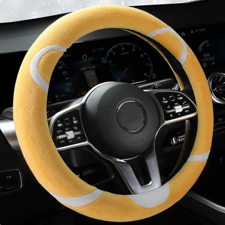 Car Steering Wheel Cartoon Short Fluff Handle Cover, Size: 38cm(Yellow Round) - Seat Belts & Padding by PMC Jewellery | Online Shopping South Africa | PMC Jewellery | Buy Now Pay Later Mobicred