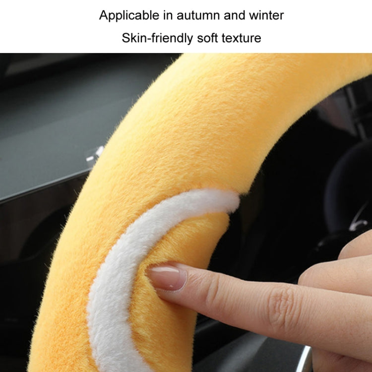 Car Steering Wheel Cartoon Short Fluff Handle Cover, Size: 38cm(Yellow D Shape) - Seat Belts & Padding by PMC TechLife | Online Shopping South Africa | PMC TechLife | Buy Now Pay Later Mobicred