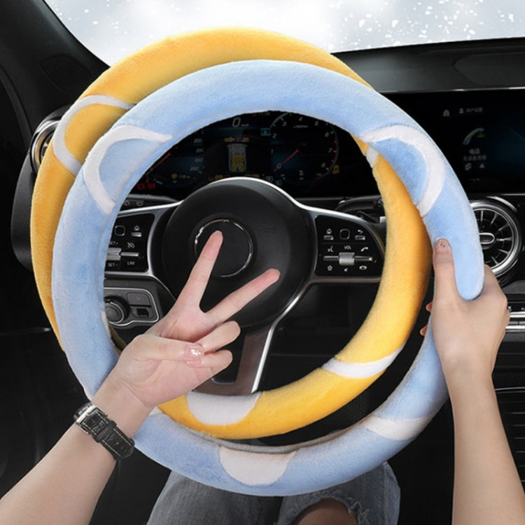 Car Steering Wheel Cartoon Short Fluff Handle Cover, Size: 38cm(Black White Round) - Seat Belts & Padding by PMC Jewellery | Online Shopping South Africa | PMC Jewellery | Buy Now Pay Later Mobicred