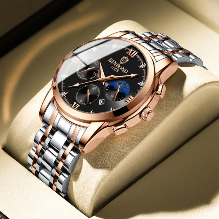 BINBOND B3591 30m Waterproof Luminous Calendar Men Watch, Color: Brown Leather-White-White - free shipping - PMC TechLife - Order now!