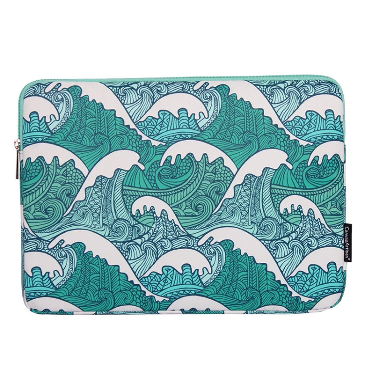 H3-04  13 Inch PU Leather Printing Laptop Liner Bag Tablet Sleeve Bag(Green Wave) - 13.3 inch by PMC Jewellery | Online Shopping South Africa | PMC Jewellery | Buy Now Pay Later Mobicred