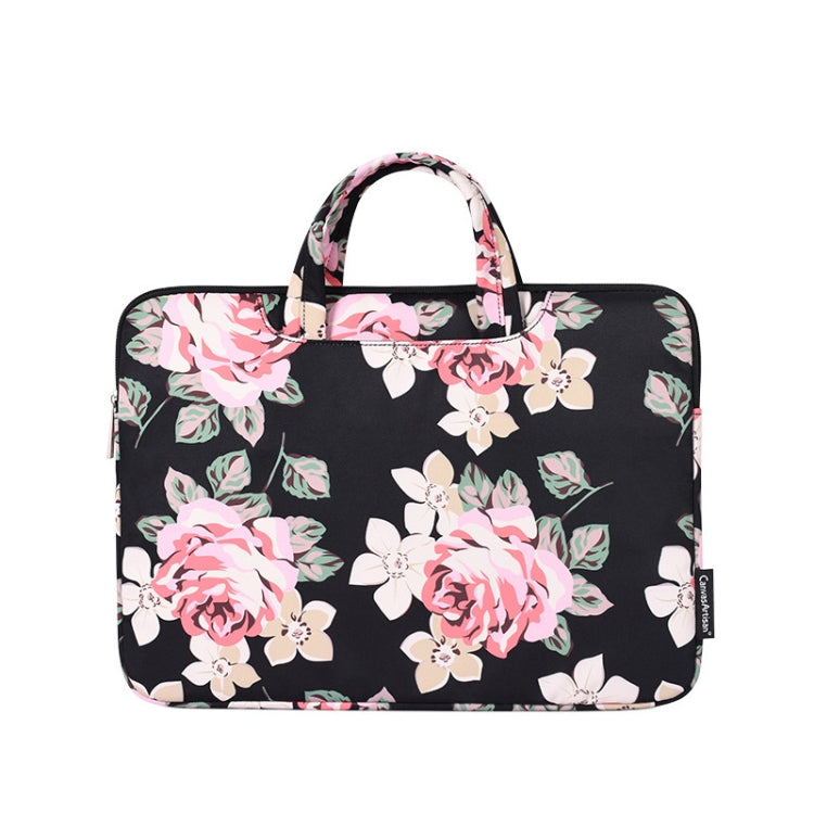 H40-B01 White Rose Pattern Laptop Case Bag Computer Liner Bag With Handle, Size: 13 Inch(Black) - 13.3 inch by PMC Jewellery | Online Shopping South Africa | PMC Jewellery | Buy Now Pay Later Mobicred