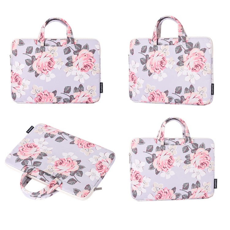 H40-B01 White Rose Pattern Laptop Case Bag Computer Liner Bag With Handle, Size: 13 Inch(Grey) - 13.3 inch by PMC Jewellery | Online Shopping South Africa | PMC Jewellery | Buy Now Pay Later Mobicred