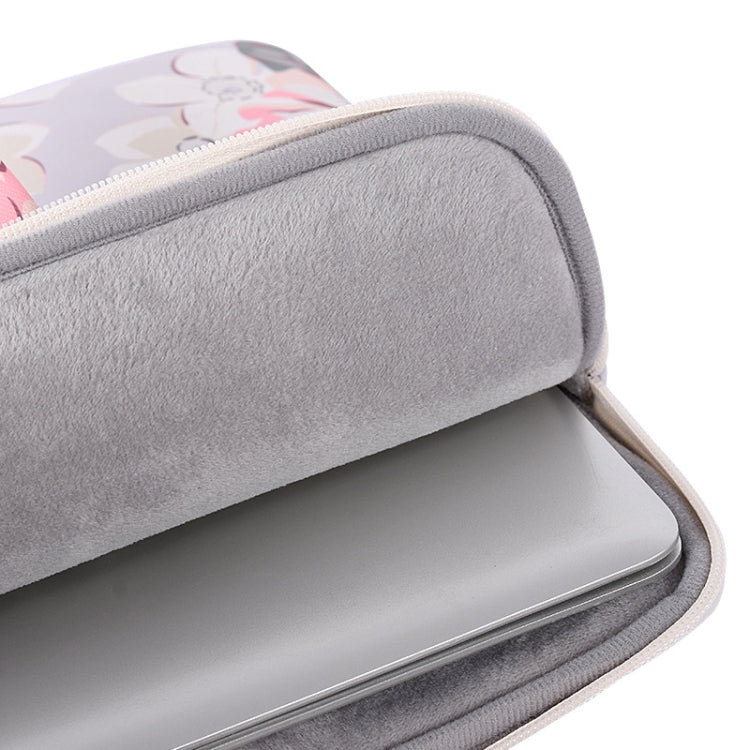 H40-B01 White Rose Pattern Laptop Case Bag Computer Liner Bag With Handle, Size: 15 Inch(Black) - 15 inch by PMC Jewellery | Online Shopping South Africa | PMC Jewellery | Buy Now Pay Later Mobicred