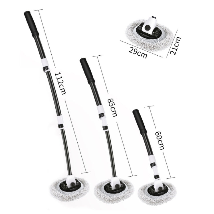 Soft Hair Curved Rod Car Wash Long Handle Telescopic Mop, Color: Black White Replacement Head - Car washing supplies by PMC TechLife | Online Shopping South Africa | PMC TechLife | Buy Now Pay Later Mobicred