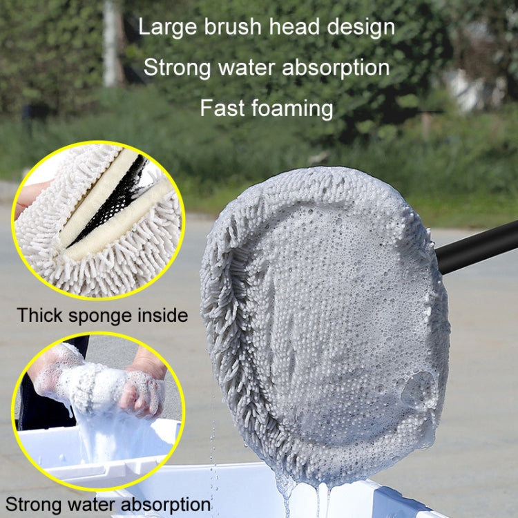 Soft Hair Curved Rod Car Wash Long Handle Telescopic Mop, Color: Black White Replacement Head - Car washing supplies by PMC TechLife | Online Shopping South Africa | PMC TechLife | Buy Now Pay Later Mobicred