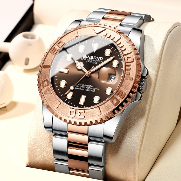 BINBOND B930 Metal Gear Luminous Quartz Watch 30M Waterproof Sports Watch, Color: White Steel-Black - free shipping - PMC TechLife - Order now!