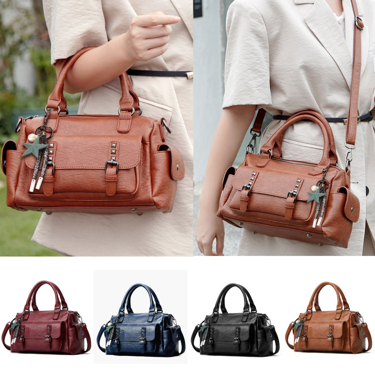 048 Pebbled Leather Multi-compartment Handbag Large Capacity Crossbody Shoulder Bag(Brown) - Handbags by PMC TechLife | Online Shopping South Africa | PMC TechLife