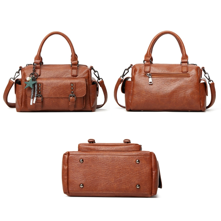 048 Pebbled Leather Multi-compartment Handbag Large Capacity Crossbody Shoulder Bag(Brown) - Handbags by PMC TechLife | Online Shopping South Africa | PMC TechLife