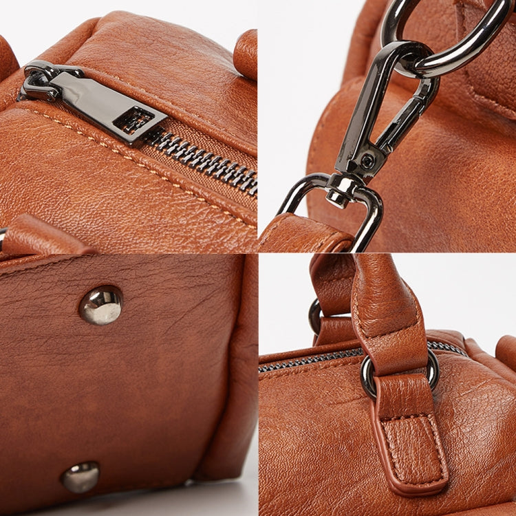 048 Pebbled Leather Multi-compartment Handbag Large Capacity Crossbody Shoulder Bag(Brown) - Handbags by PMC TechLife | Online Shopping South Africa | PMC TechLife