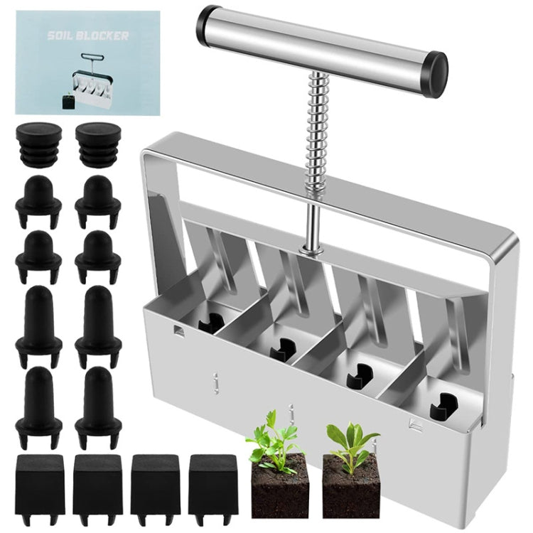 Handheld Seedling Soil Blocker Makes Four 2 by 2 Inches Soil Blocks for Garden Prep(Square) - Garden Hand Tools by PMC Jewellery | Online Shopping South Africa | PMC Jewellery