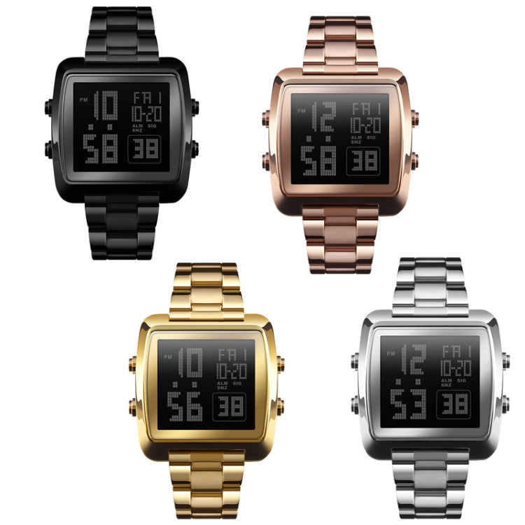 SKMEI 1369 Retro Waterproof Gold Watch Men Steel Belt Luminous Square Watch(Gold) - free shipping - PMC TechLife - Order now!