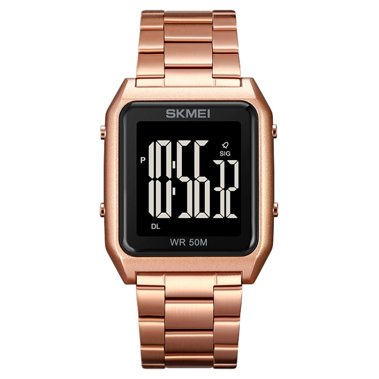SKMEI 1879 Square Large Screen Men Steel Belt Multi-function EL Luminous Watch, Color: Rose Gold - free shipping - PMC TechLife - Order now!