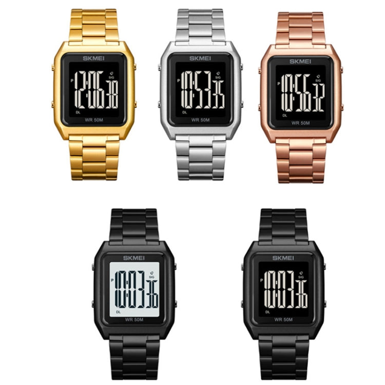 SKMEI 1879 Square Large Screen Men Steel Belt Multi-function EL Luminous Watch, Color: Black Black Machine - free shipping - PMC TechLife - Order now!