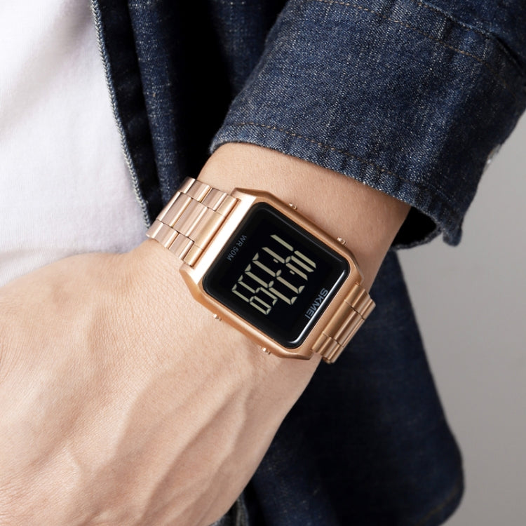 SKMEI 1879 Square Large Screen Men Steel Belt Multi-function EL Luminous Watch, Color: Black Black Machine - free shipping - PMC TechLife - Order now!