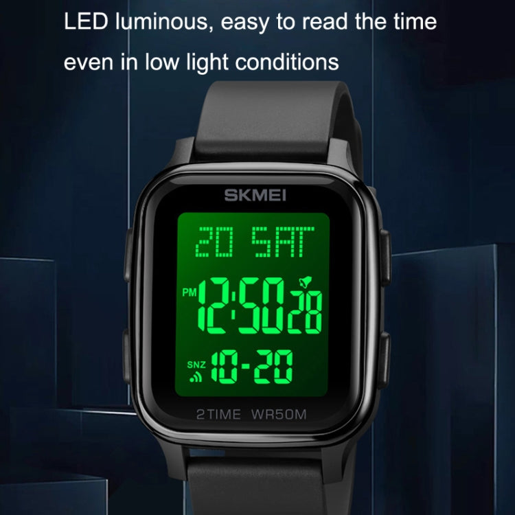 SKMEI 1858 Square Waterproof Digital Dual Display LED Luminous Watch(Red) - free shipping - PMC TechLife - Order now!