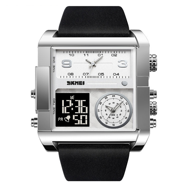 SKMEI 2020 Square Large Dial Triple Movement Men Sports Watch(Silver Shell Black Belt Black Machine) - free shipping - PMC TechLife - Order now!