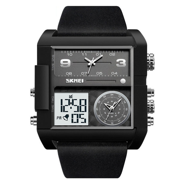 SKMEI 2020 Square Large Dial Triple Movement Men Sports Watch(Black Shell Black Belt White Machine) - free shipping - PMC TechLife - Order now!