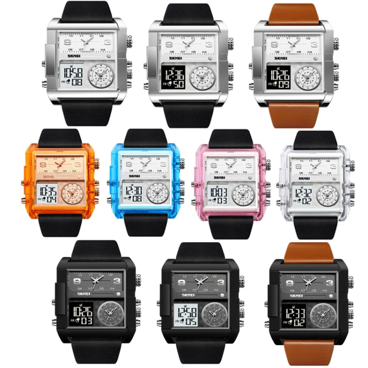 SKMEI 2020 Square Large Dial Triple Movement Men Sports Watch(Silver Shell Black Belt Black Machine) - free shipping - PMC TechLife - Order now!