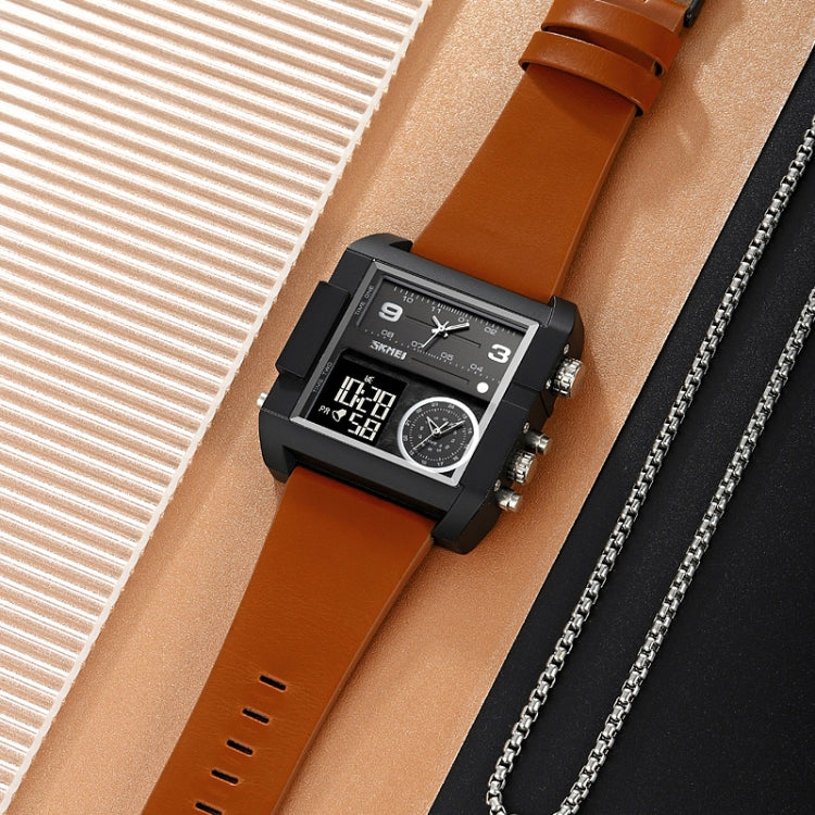 SKMEI 2020 Square Large Dial Triple Movement Men Sports Watch(Silver Shell Black Belt Black Machine) - free shipping - PMC TechLife - Order now!