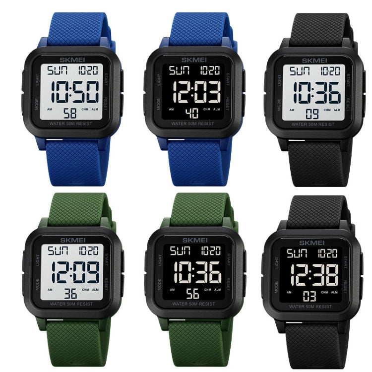 SKMEI 1894 Square Sports Waterproof Student Simple Multifunctional Luminous Watch(Army Green White Machine) - free shipping - PMC TechLife - Order now!