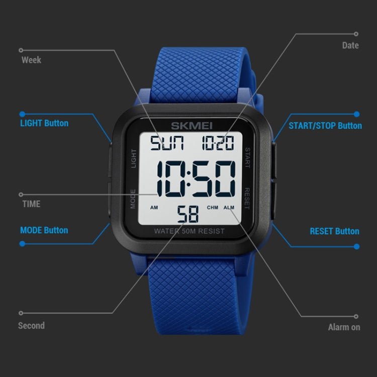 SKMEI 1894 Square Sports Waterproof Student Simple Multifunctional Luminous Watch(Army Green Black Machine) - free shipping - PMC TechLife - Order now!