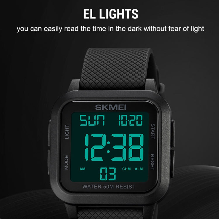 SKMEI 1894 Square Sports Waterproof Student Simple Multifunctional Luminous Watch(Army Green Black Machine) - free shipping - PMC TechLife - Order now!