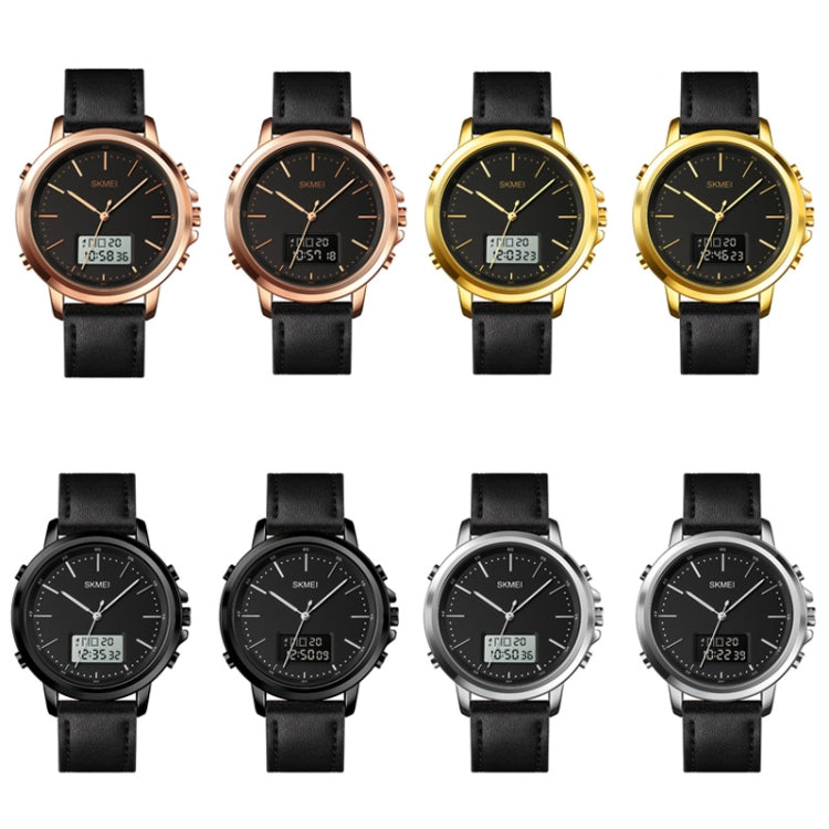 SKMEI 1652 Dual Movement Sports Leather Alloy Male Watch, Color: Rose Gold Shell Black Machine - free shipping - PMC TechLife - Order now!