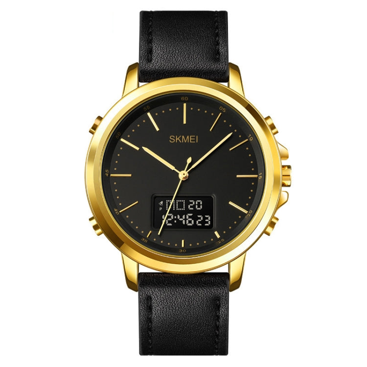 SKMEI 1652 Dual Movement Sports Leather Alloy Male Watch, Color: Gold Shell Black Machine - free shipping - PMC TechLife - Order now!