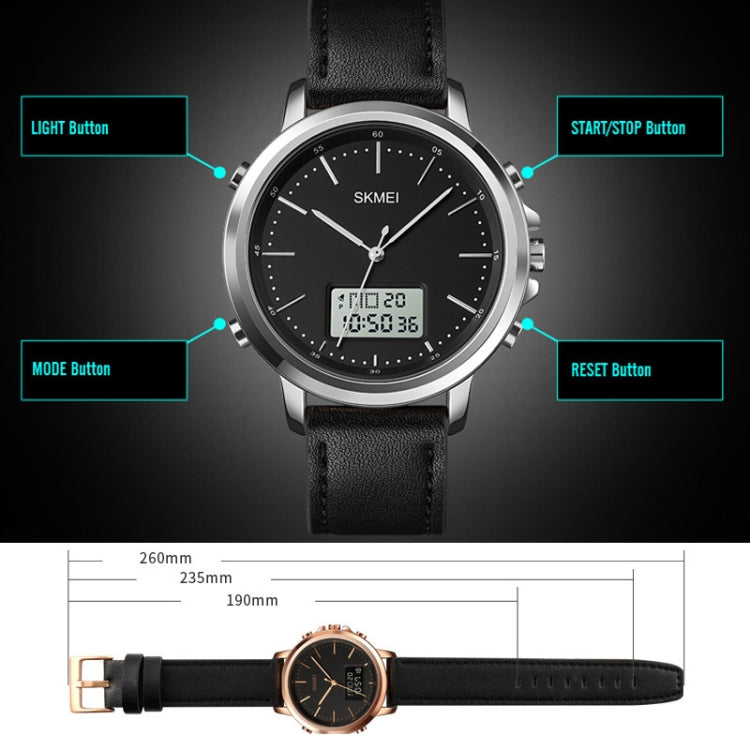 SKMEI 1652 Dual Movement Sports Leather Alloy Male Watch, Color: Black Shell White Machine - free shipping - PMC TechLife - Order now!