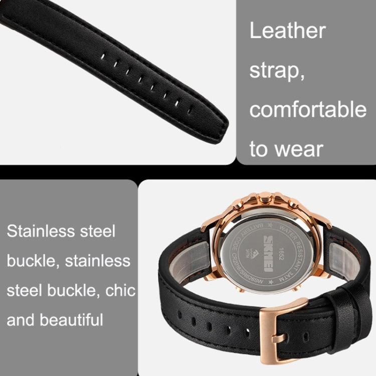 SKMEI 1652 Dual Movement Sports Leather Alloy Male Watch, Color: Black Shell White Machine - free shipping - PMC TechLife - Order now!