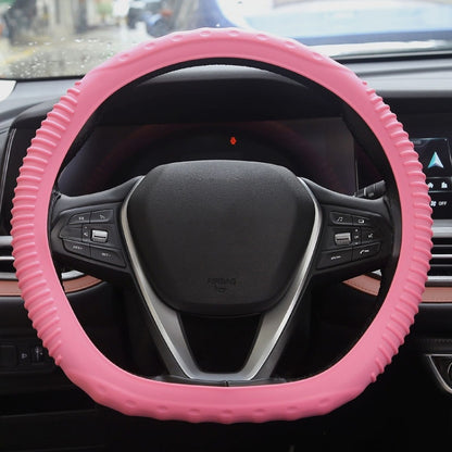 Silicone Non-slip Wear-resistant Concave Point Car Steering Wheel Cover, Size: 34-38cm(Light Pink) - Steering Wheel Accessories by PMC Jewellery | Online Shopping South Africa | PMC Jewellery | Buy Now Pay Later Mobicred