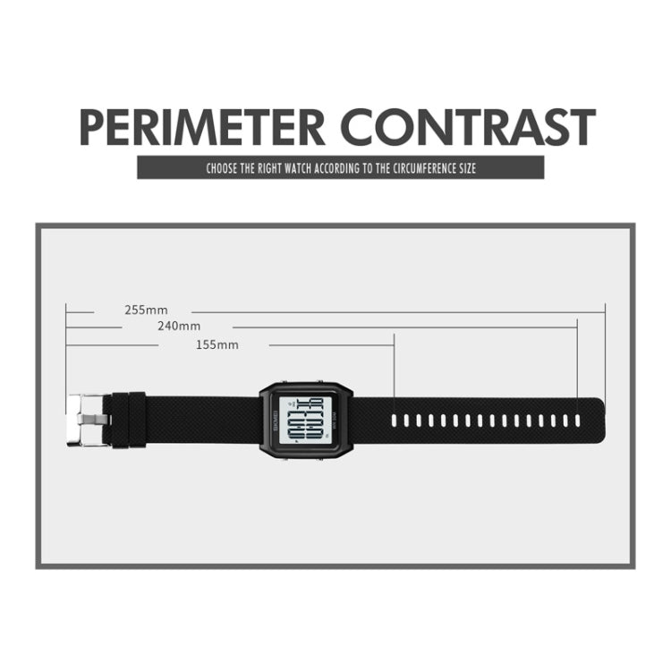 SKMEI 1866 Square Large Screen Men Steel Belt Multi-function Night Light Alarm Clock Watch(Silver White Machine) - free shipping - PMC TechLife - Order now!
