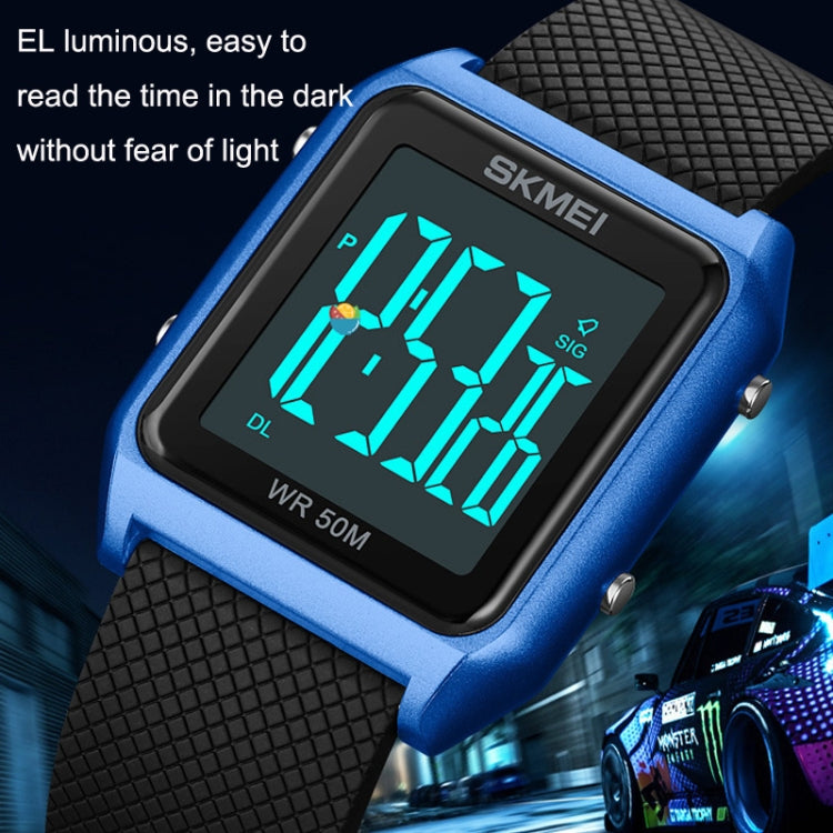 SKMEI 1866 Square Large Screen Men Steel Belt Multi-function Night Light Alarm Clock Watch(Silver White Machine) - free shipping - PMC TechLife - Order now!