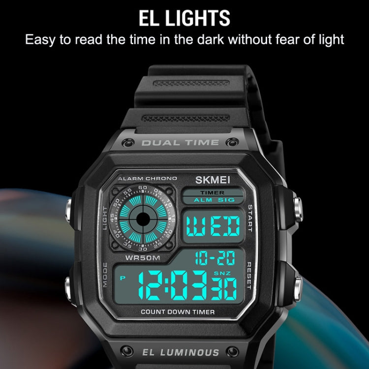 SKMEI 1998 Transparent Shell Ice Sensor Outdoor Sports Waterproof Multi-function Watch(Black) - free shipping - PMC TechLife - Order now!