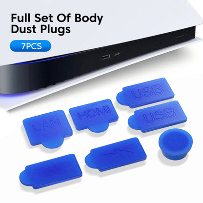 For PS5 2sets 7pcs/Set Dust Plug Silicone Dust Protector Anti-Dust Cover(Blue) - PS5 Spare Parts by PMC Jewellery | Online Shopping South Africa | PMC Jewellery