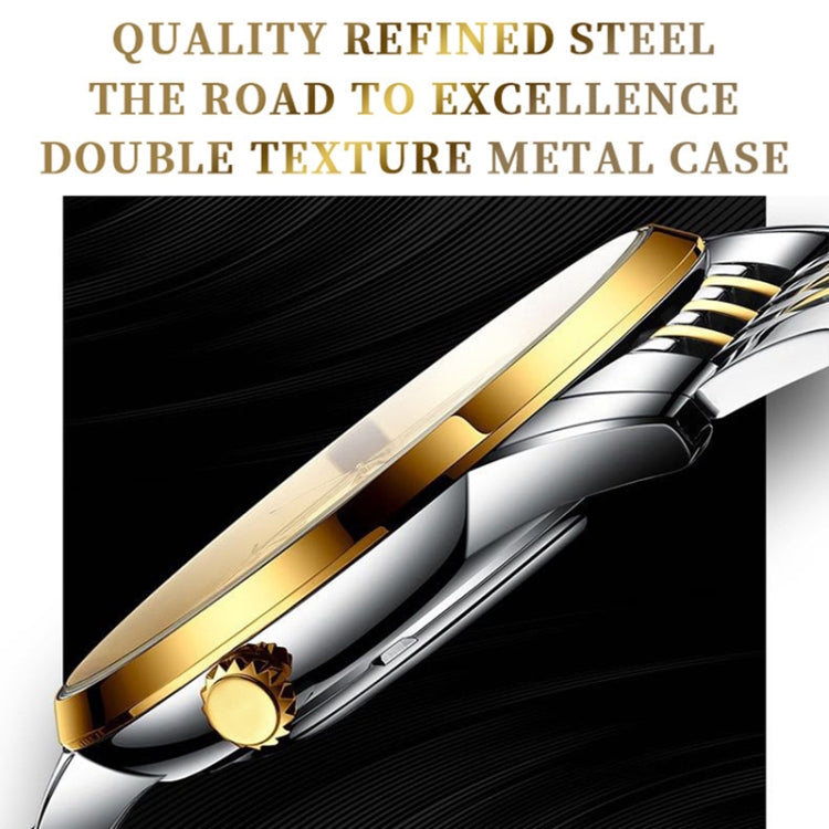 BINBOND B2077 30M Waterproof Quartz Luminous Watch Butterfly Buckle Men's Steel Belt Watch(Black Steel-Black) - free shipping - PMC TechLife - Order now!