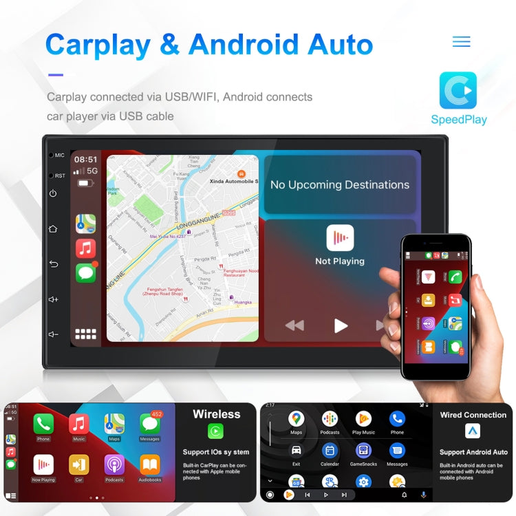 A3194 7 Inch Android 11 Central Control Carplay 2+32G Car Large Screen Navigation Reversing Video Player, Style: Standard+AHD Camera - Car MP3 & MP4 & MP5 by PMC Jewellery | Online Shopping South Africa | PMC Jewellery