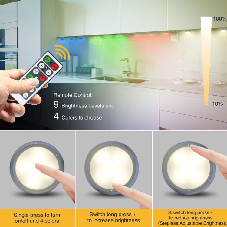 Ambience Pat Light Bedside Eye Protection Night Light, Color: RGBW Color Light Battery(6pcs With 2 Remote Control) - Novelty Lighting by PMC TechLife | Online Shopping South Africa | PMC TechLife | Buy Now Pay Later Mobicred