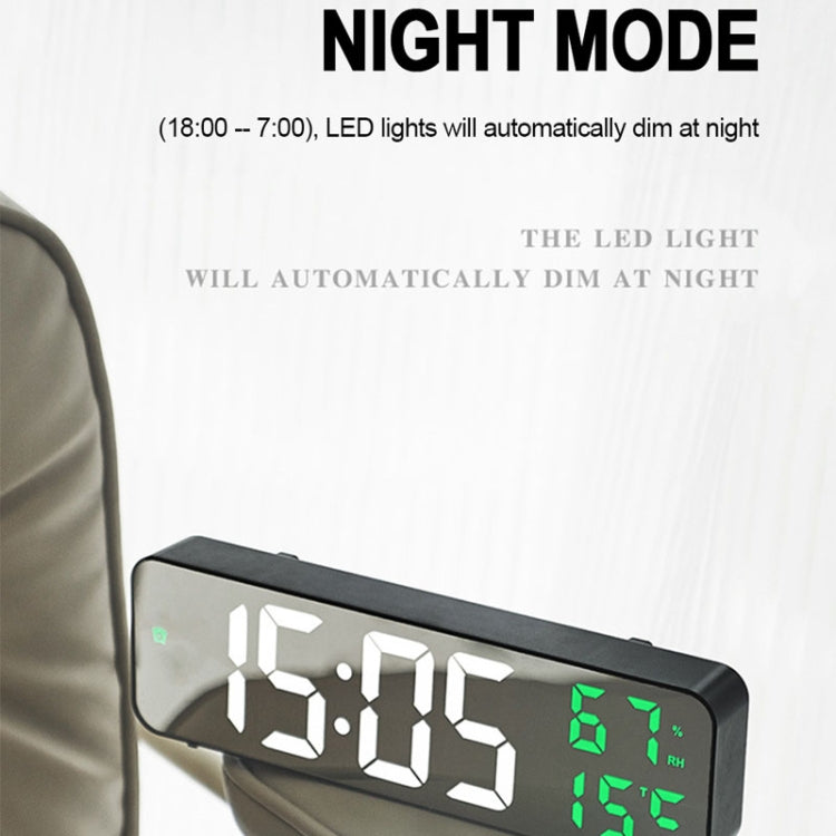 671  Mirror Screen Digital LED Alarm Clock USB Plug-in/Battery Dual-use With Temperature/Humidity Display(Black Shell White Blue) - Alarm Clocks by PMc TechLife | Online Shopping South Africa | PMc TechLife | Buy Now Pay Later Mobicred