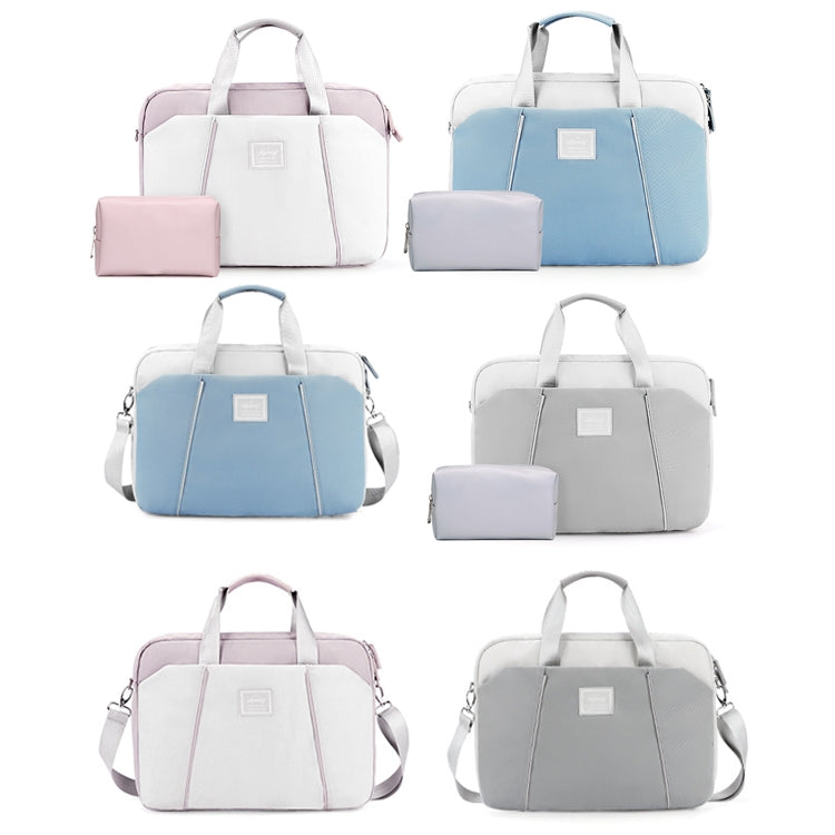 15.6 inch Computer Handheld Messenger Bag For Apple MacBook / Huawei / Xiaomi / Basne(Ladder tape light blue+gray PU power package) - 13.3 inch by PMC TechLife | Online Shopping South Africa | PMC TechLife | Buy Now Pay Later Mobicred