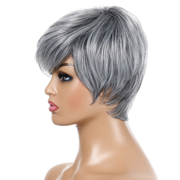 Wig-332 Silver Gray Ladies Short Straight Hair Wig High Temperature Silk Chemical Fiber Headgear - free shipping - PMC TechLife - Order now!