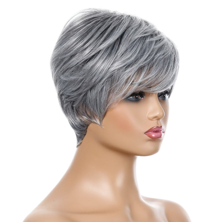 Wig-332 Silver Gray Ladies Short Straight Hair Wig High Temperature Silk Chemical Fiber Headgear - free shipping - PMC TechLife - Order now!