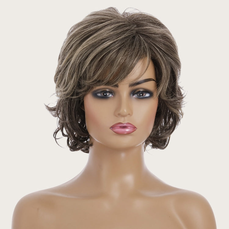 Wig-449 Brown+Light Gold Ladies Short Curly Hair High Temperature Silk Chemical Fiber Wig Headgear - free shipping - PMC TechLife - Order now!