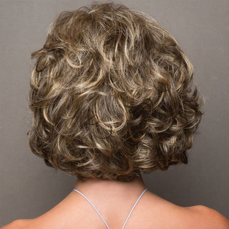 Wig-449 Brown+Light Gold Ladies Short Curly Hair High Temperature Silk Chemical Fiber Wig Headgear - free shipping - PMC TechLife - Order now!