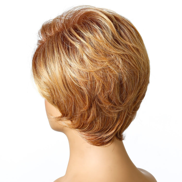 WIG-181 Ladies Short Curly Hair High Temperature Silk Wig Chemical Fiber Headgear(Brown+Gold Yellow) - free shipping - PMC TechLife - Order now!