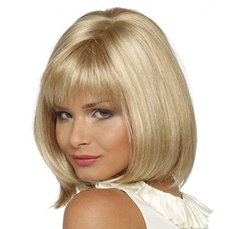 Wig-435B Light Gold Ladies High Temperature Silk Short Wig Chemical Fiber Headgear - free shipping - PMC TechLife - Order now!